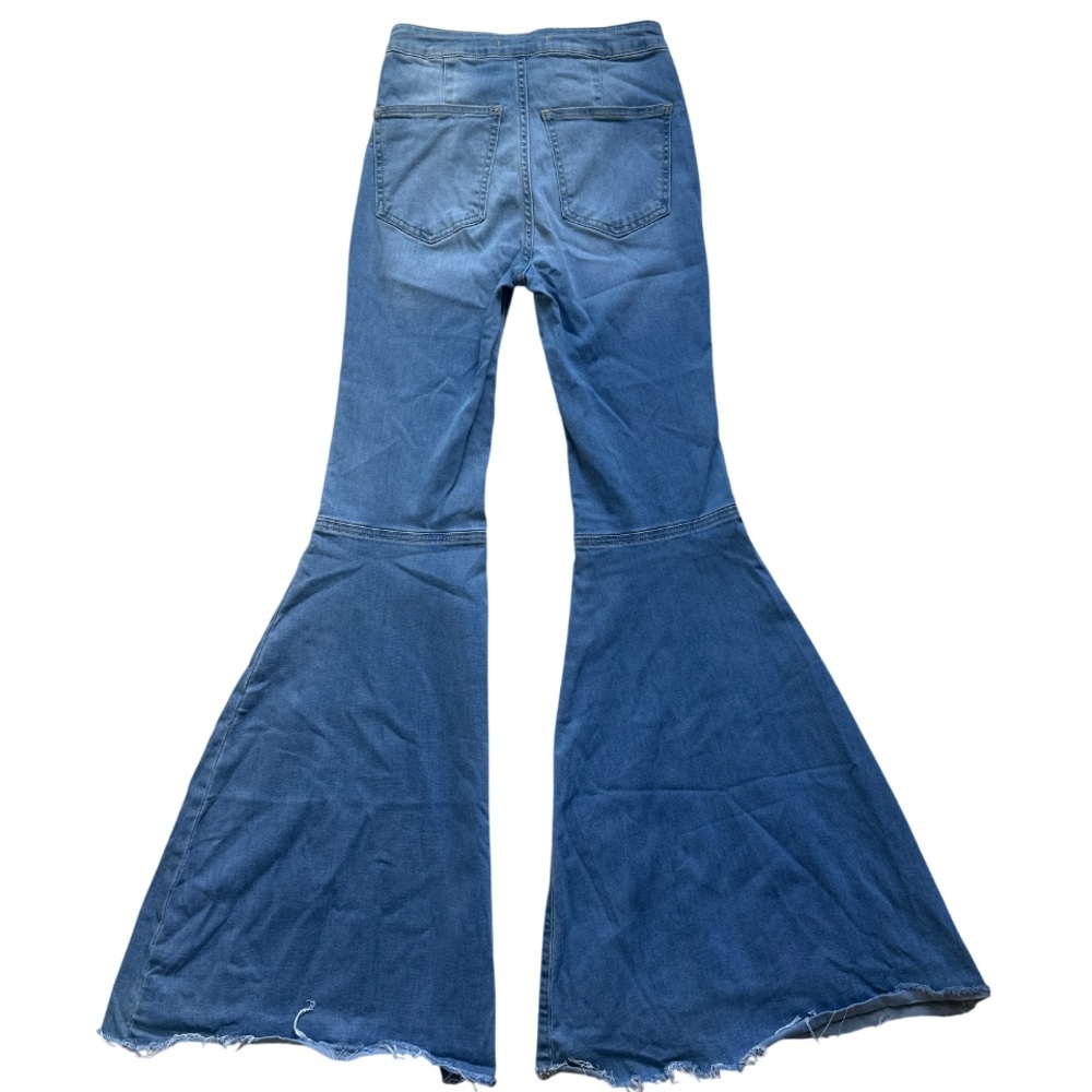 Free People Float On Flare High Rise Blue Jeans 25R Bell Bottoms Retro Bohemian - Picture 4 of 10